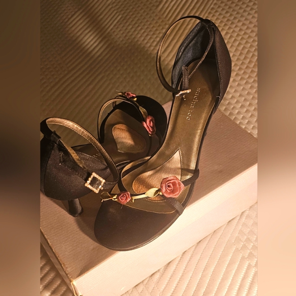 Black Satin Heels